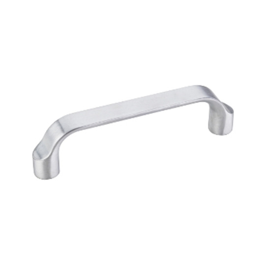 4 5/16in. Overall Length Zinc Die Cast Scroll Cabinet Pull.  Holes are 96mm center to center.  Packaged with two 8 32 X 1in. screws.  Finish: Brushed Chrome